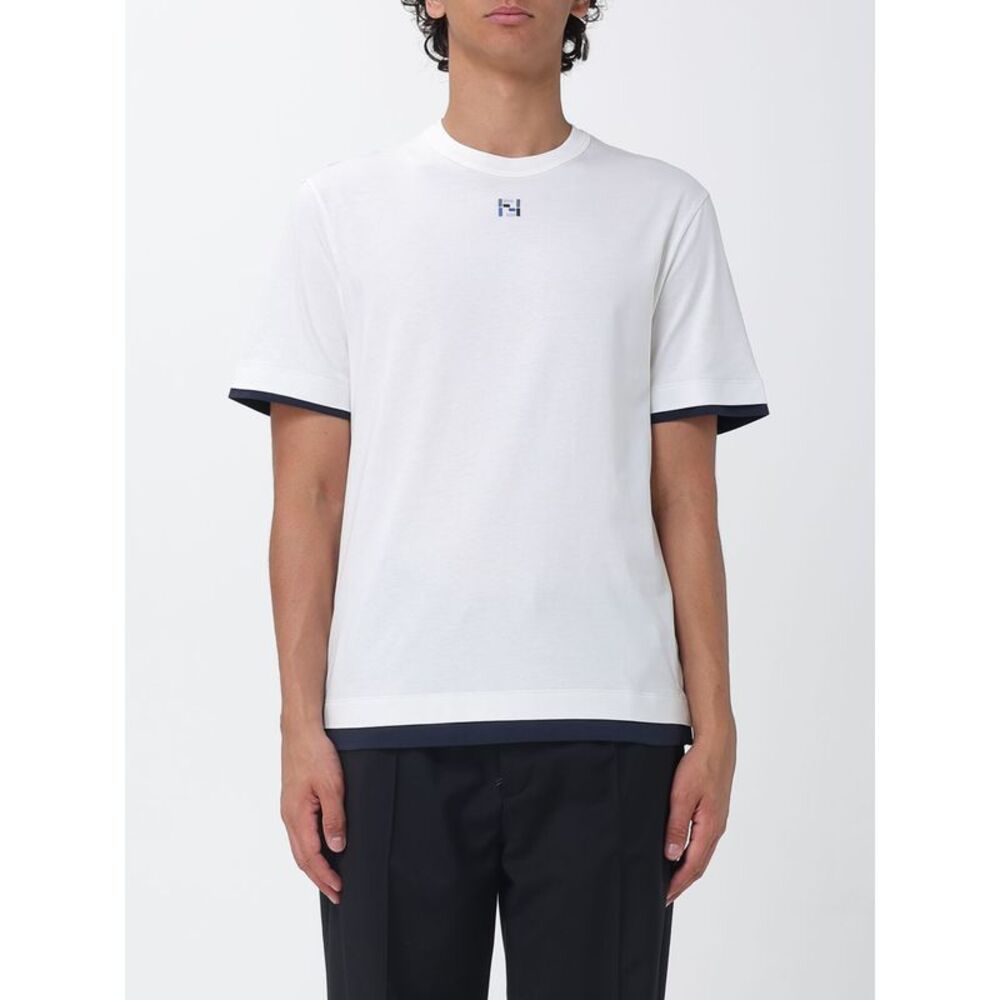 Fendi Men Fendi Cotton T-Shirt With Ff Monogram And Contrast Trims